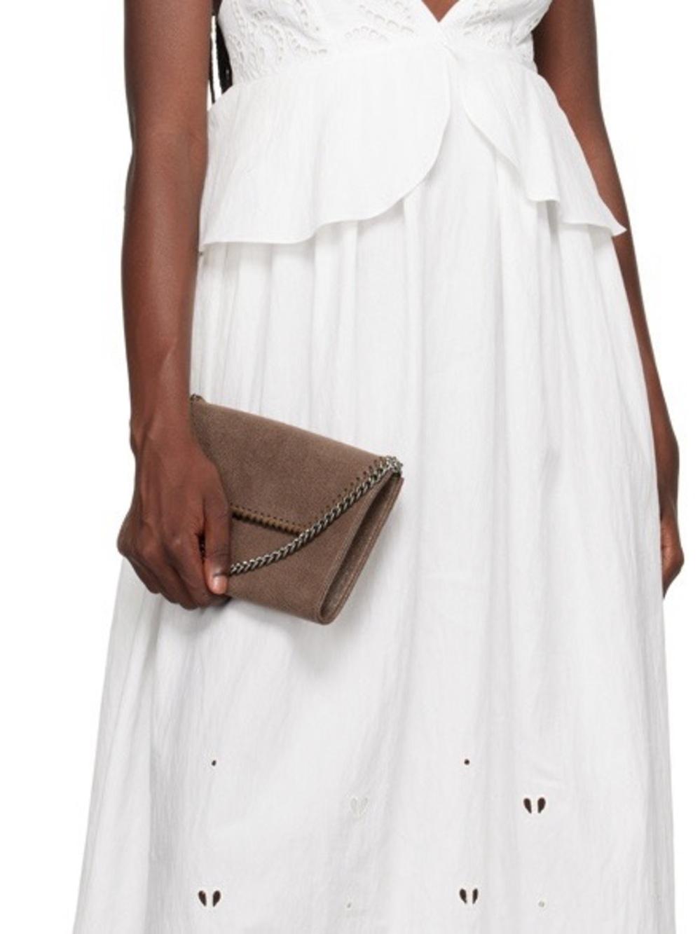 Stella McCartney Brown Fold-Over Clutch with Silver Chain - Picture 9 of 9